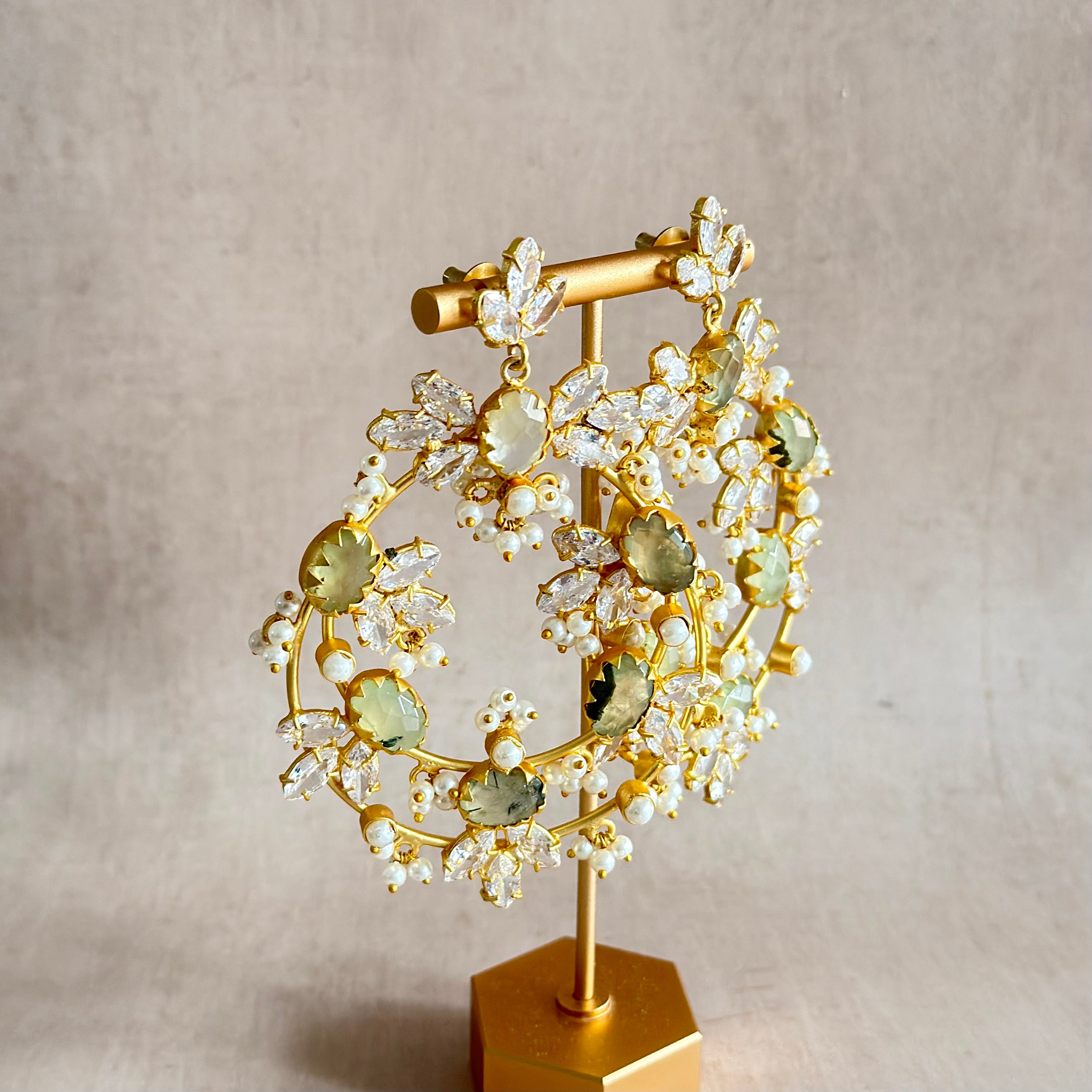 Tareen Olive Crystal Drop Earrings - Ahseya & Co