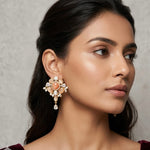 Reina Peach Crystal Drop Earrings - Ahseya & Co