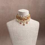 Liyana Peach Crystal Choker Set