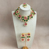 Eve Pink Green Crystal Necklace Set - Ahseya & Co