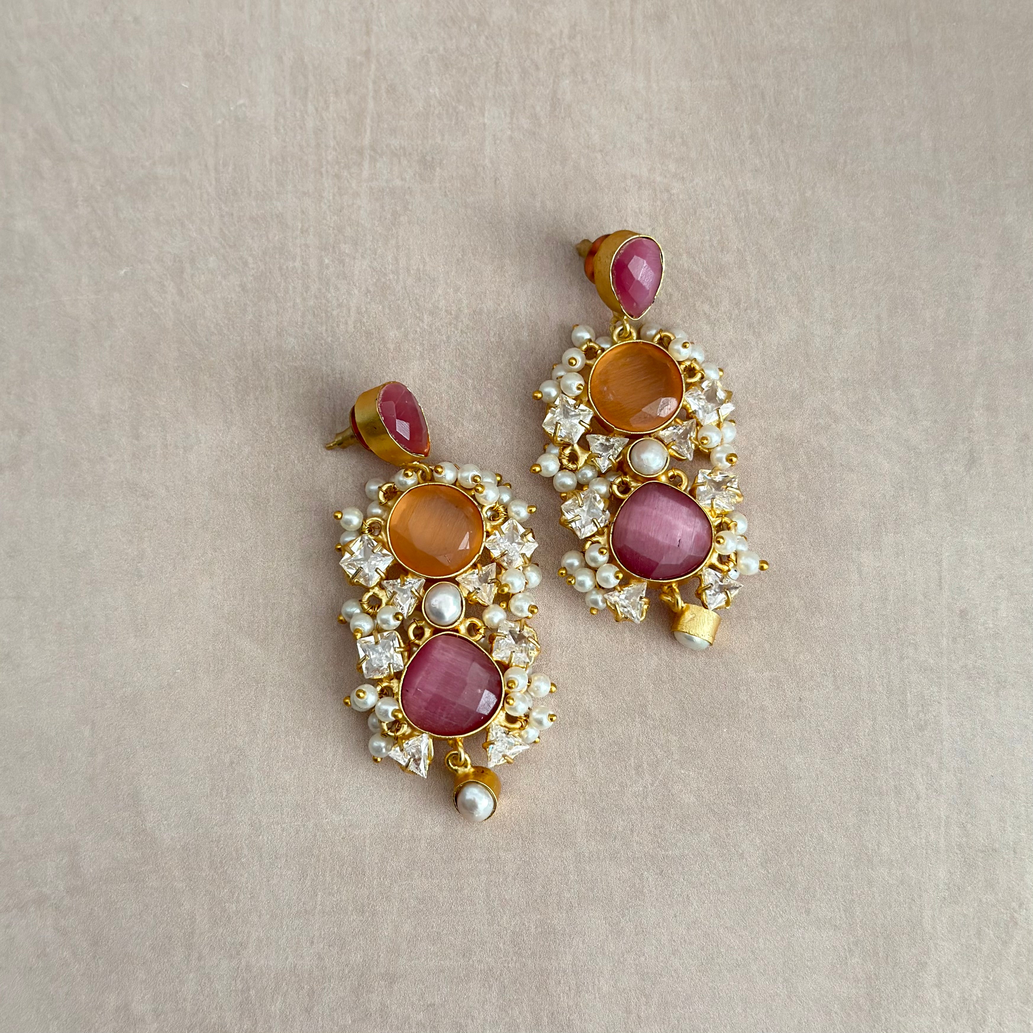 Paige Pink Drop Earrings - Ahseya & Co