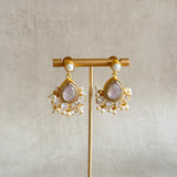 Pearly Lilac Crystal Drop Earrings - Ahseya & Co