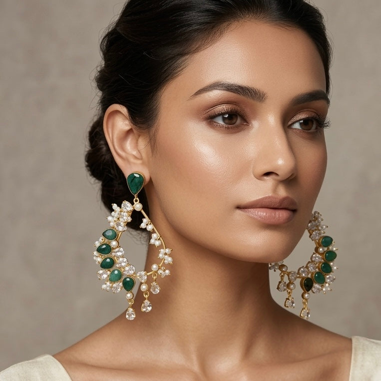 Lazura Green Crystal Drop Earrings - Ahseya & Co
