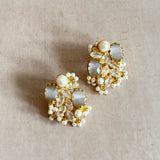 Roxy Grey Pearl Crystal Stud Earrings - Ahseya & Co