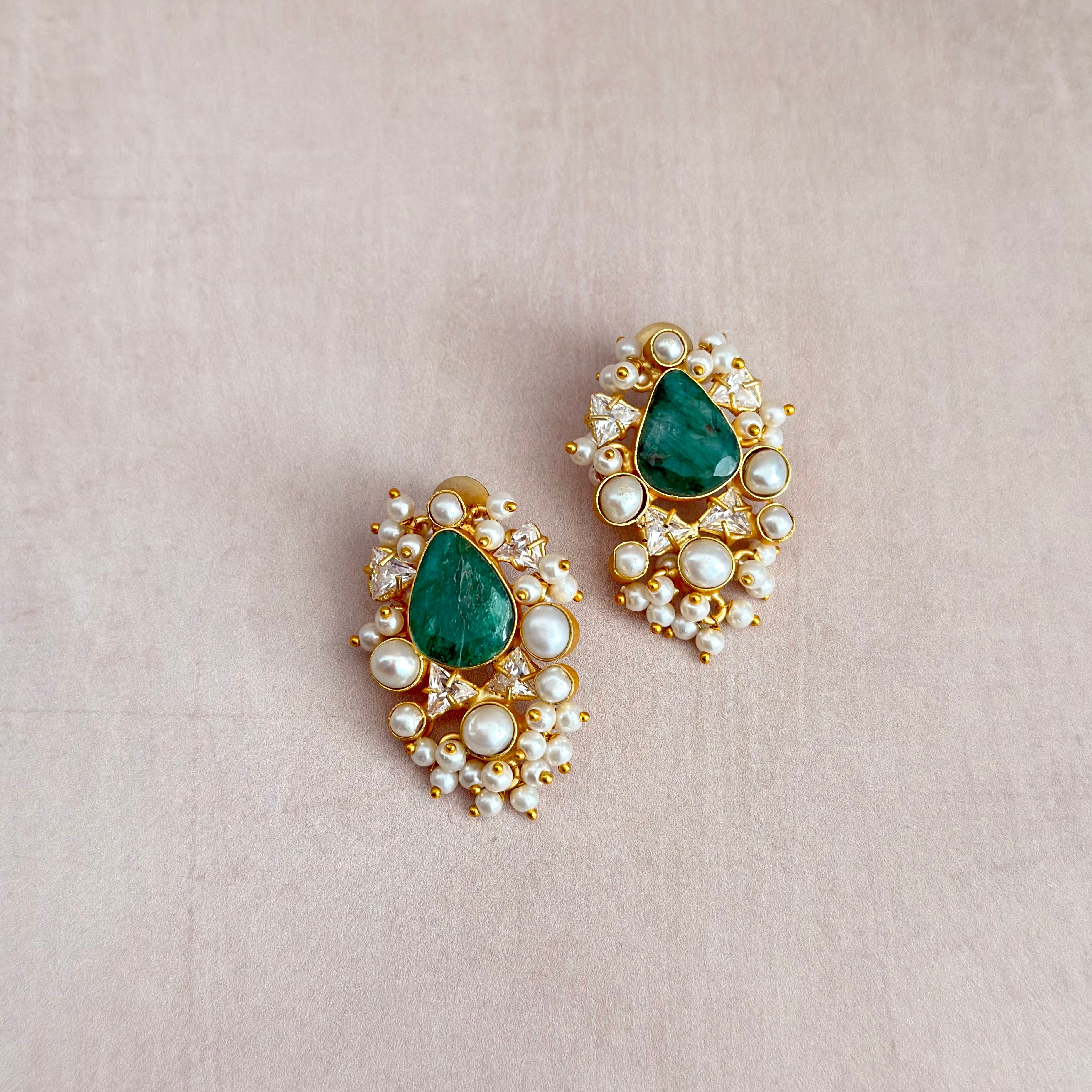 Sorella Green Stud Earrings - Ahseya & Co