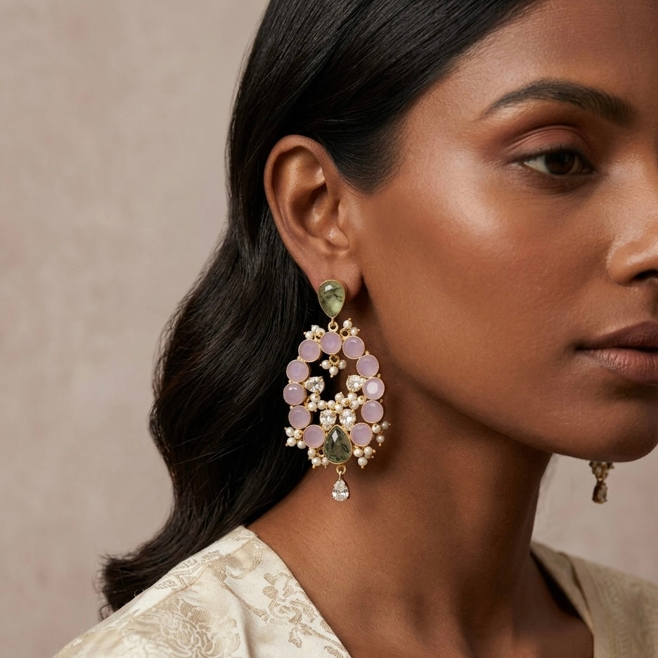 Moona Lilac Crystal Drop Earrings - Ahseya & Co
