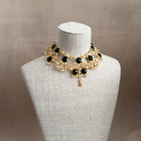 Vinnie Black Peach Crystal Necklace Set