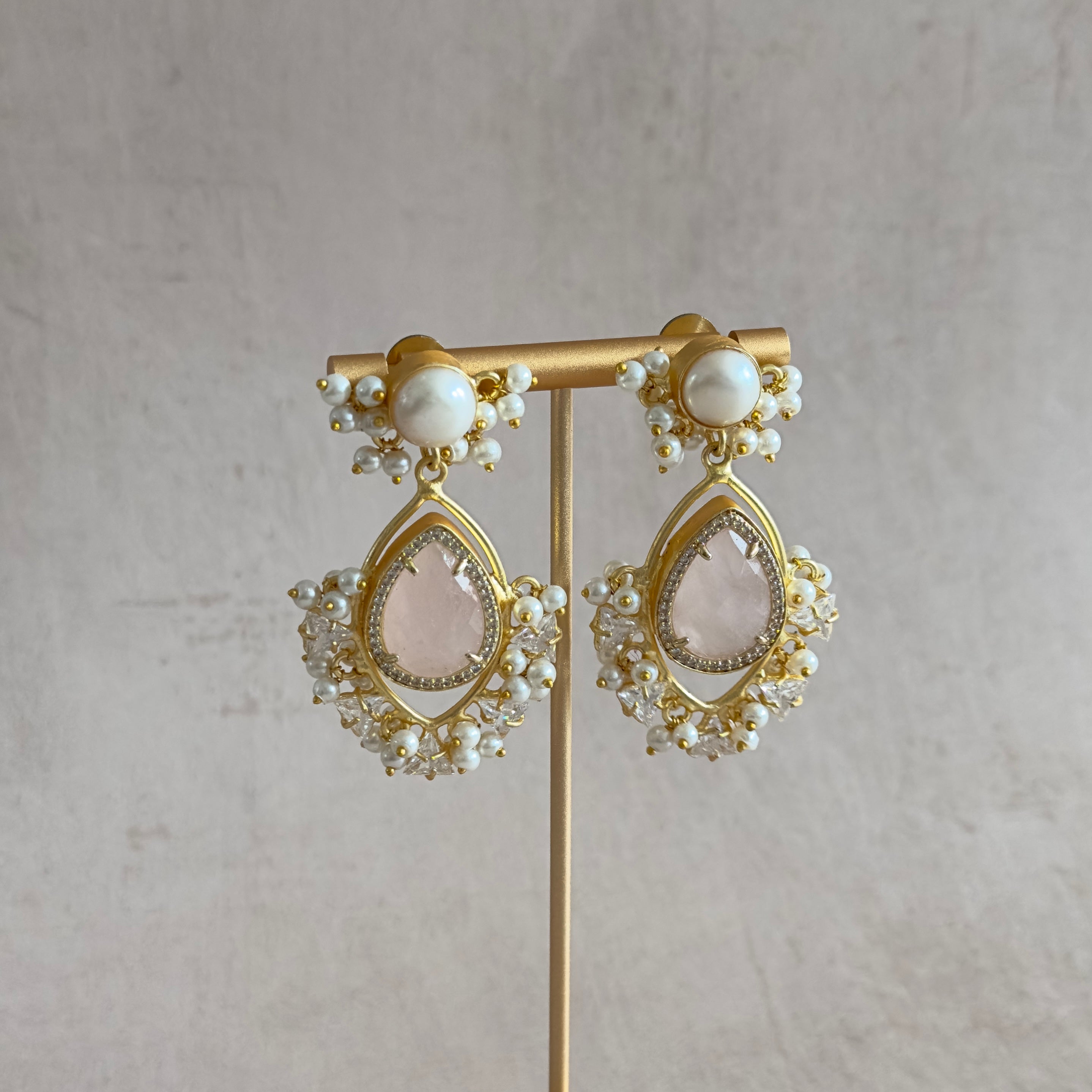 Stella Pink Pearl Drop earrings - Ahseya & Co