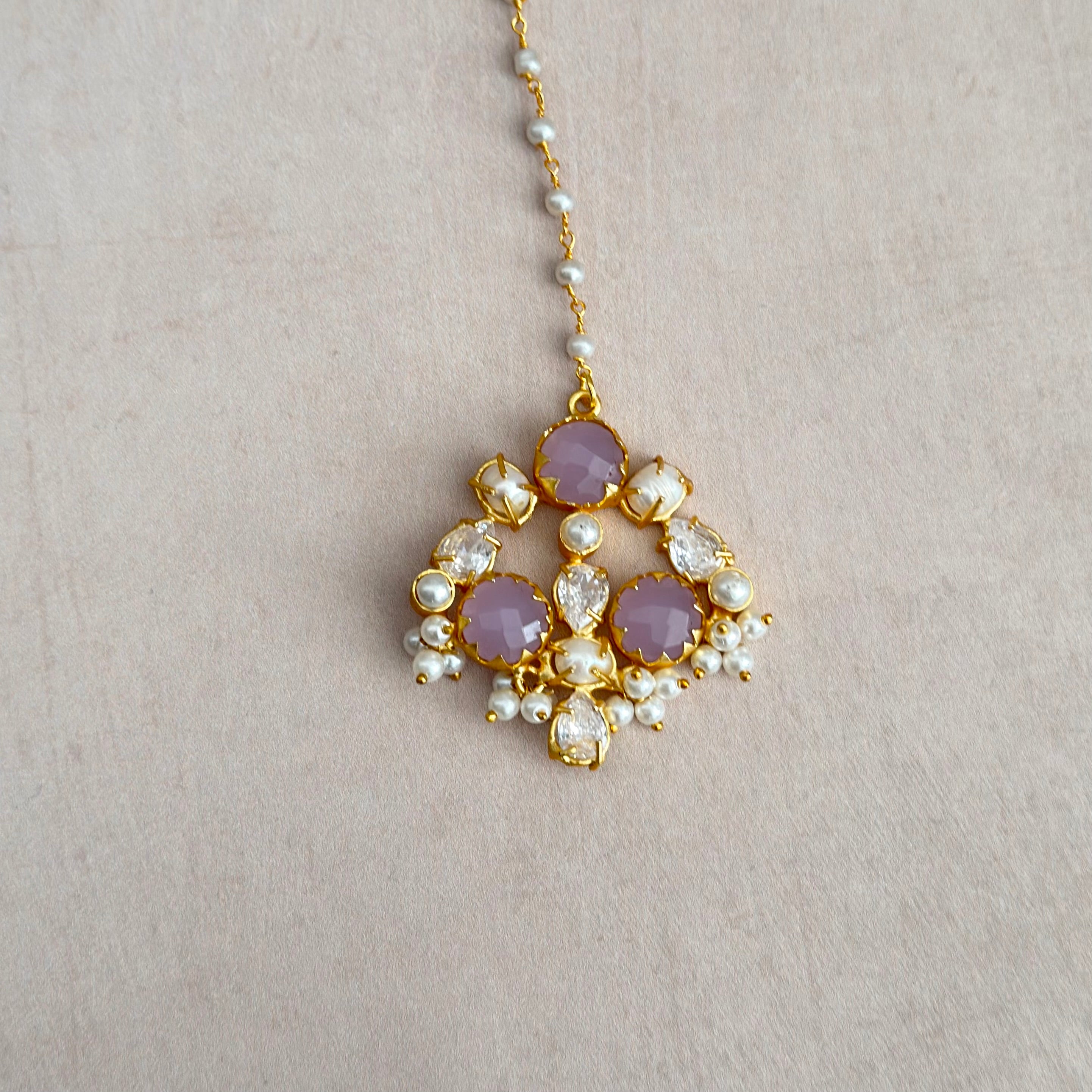 Aaliyah Lilac Crystal Choker Set - Ahseya & Co