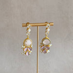 Gleam Pink Crystal Pearl Drop Earrings - Ahseya & Co