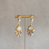 Gleam Pink Crystal Pearl Drop Earrings - Ahseya & Co