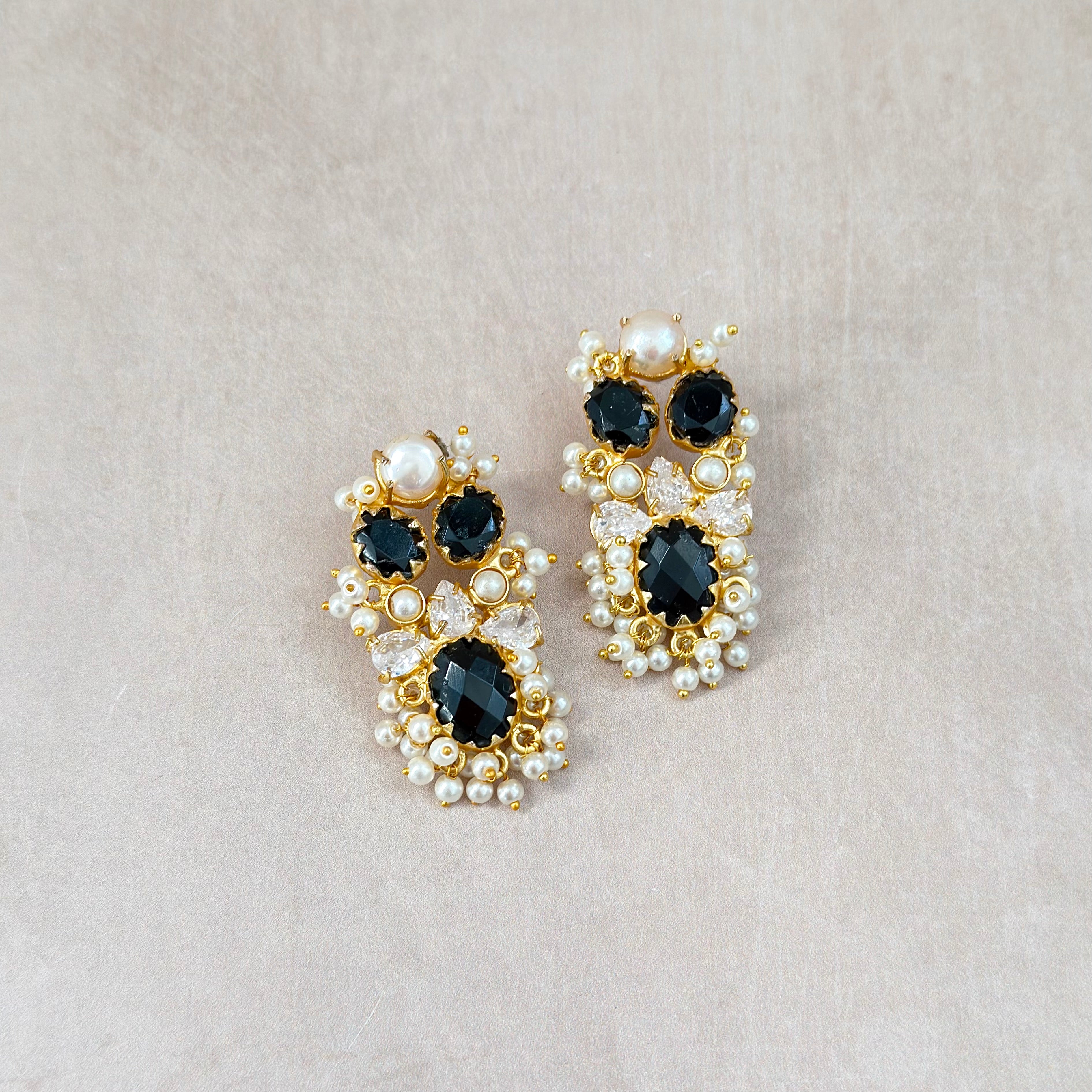 Ayla Black Pearl Stud Earrings - Ahseya & Co