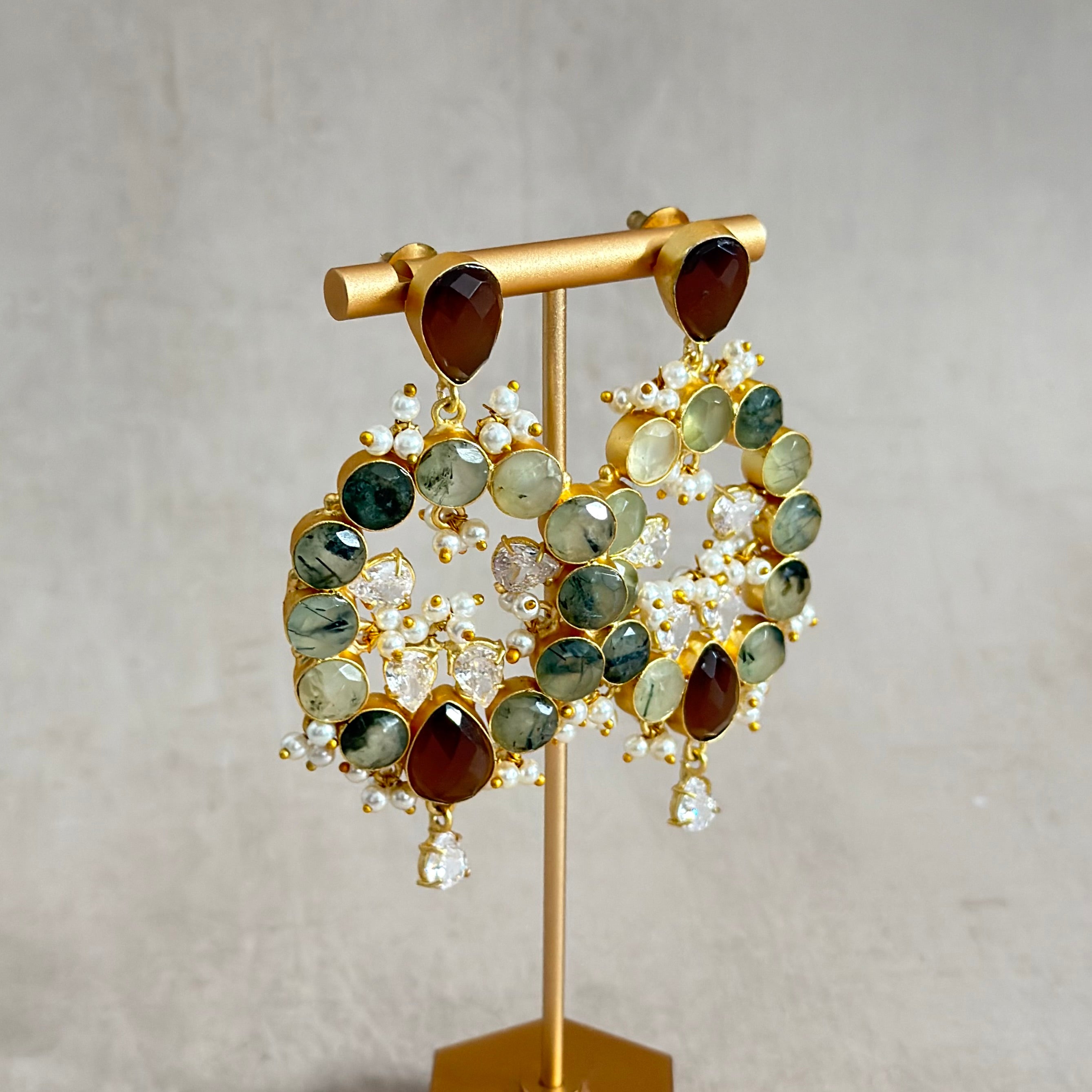 Moona Olive Crystal Drop Earrings - Ahseya & Co