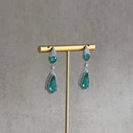 Tamin Teal Crystal Drop Earrings - Ahseya & Co.