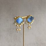 Faria Blue Pearl Stud Earrings