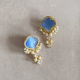 Faria Blue Pearl Stud Earrings