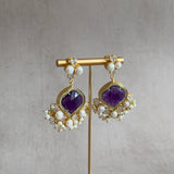 Purple Pearl Drop Earrings