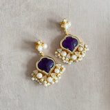 Purple Pearl Drop Earrings