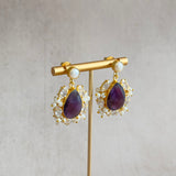 Purple Pearl Drop Earrings