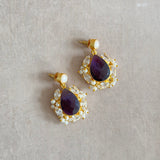 Purple Pearl Drop Earrings