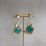 Farida Green Pearl Drop Earrings