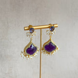 Jay Purple Crystal Drop Earrings