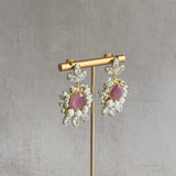 Esha Pink Crystal Drop Earrings