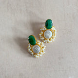 Green Pearl Stud Earrings