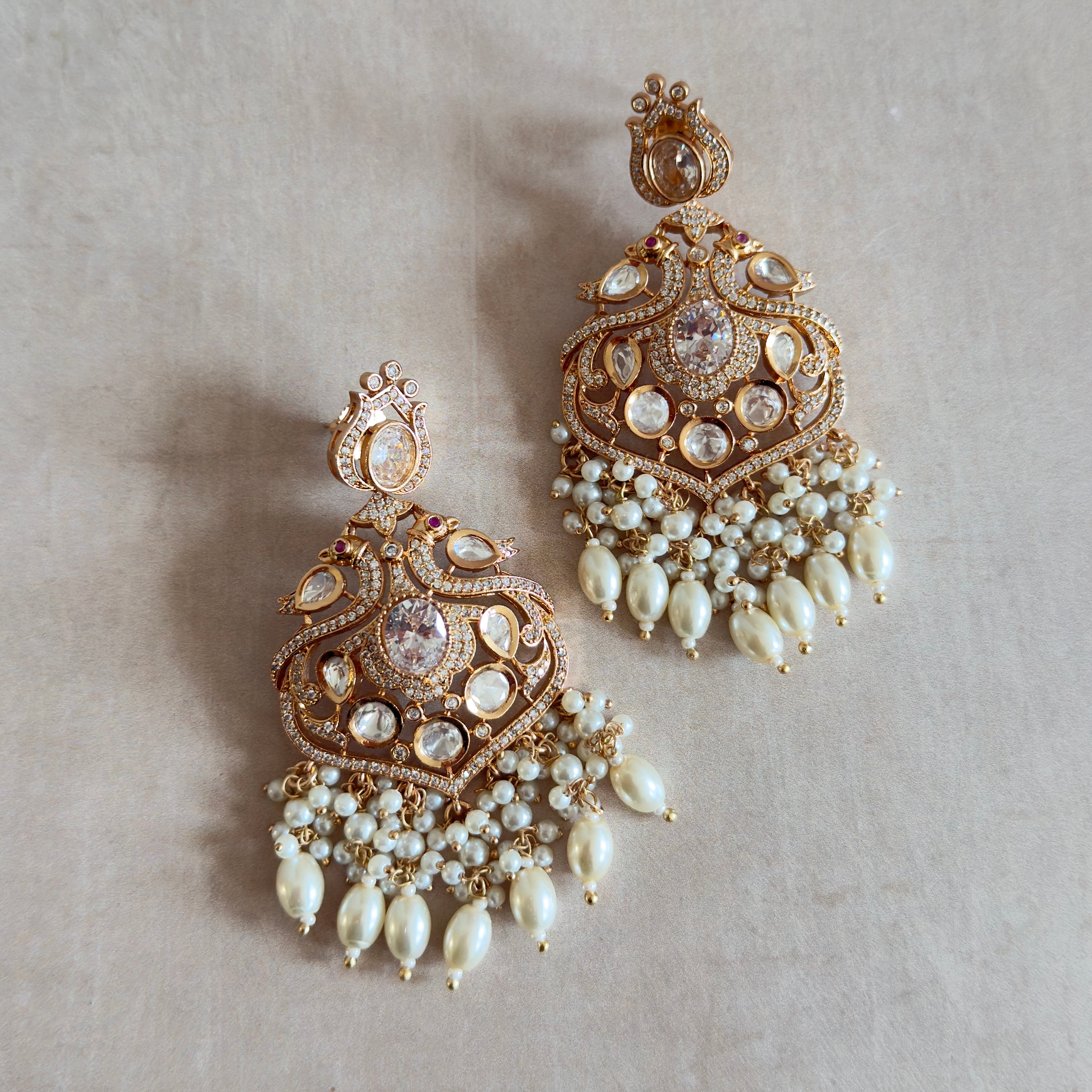 Elora Pearl Kundan Drop Earrings - Ahseya & Co
