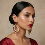 Lazura Maroon Crystal Drop Earrings - Ahseya & Co