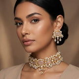 Khawla Pink Pearl Choker Set