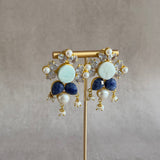 Rafia Navy Pearl Stud Earrings