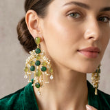 Vada Green Crystal Drop Earrings