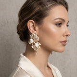 Eimaan Pearl Crystal Drop Earrings - Ahseya & Co