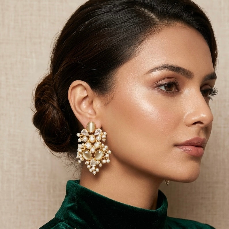 Ariana Grey Stud Earrings - Ahseya & Co