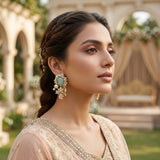 Elva Jade Kundan Stud Earrings