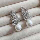 Kara Crystal Pearl Earrings - Ahseya & Co.